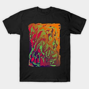 Tribal Color Abstract Wave of Thoughts No 4 T-Shirt